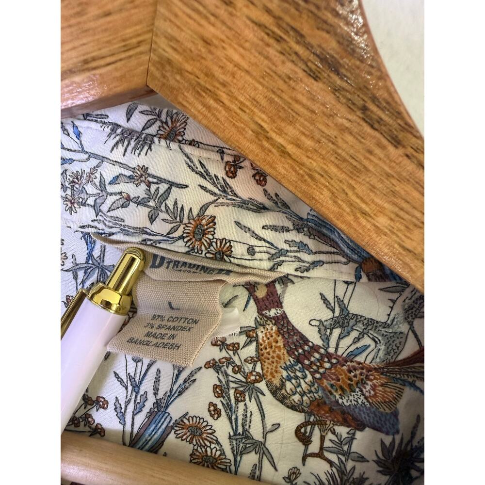 Duluth Trading Women’s Bird Print Button Up Shirt Cotton Stretch - Picture 3 of 8